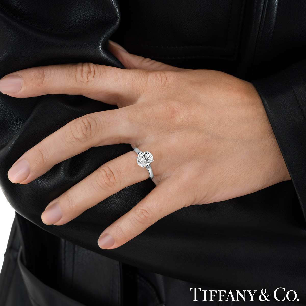Tiffany & Co. Platinum Oval Cut Diamond Ring 2.06ct D/VVS2